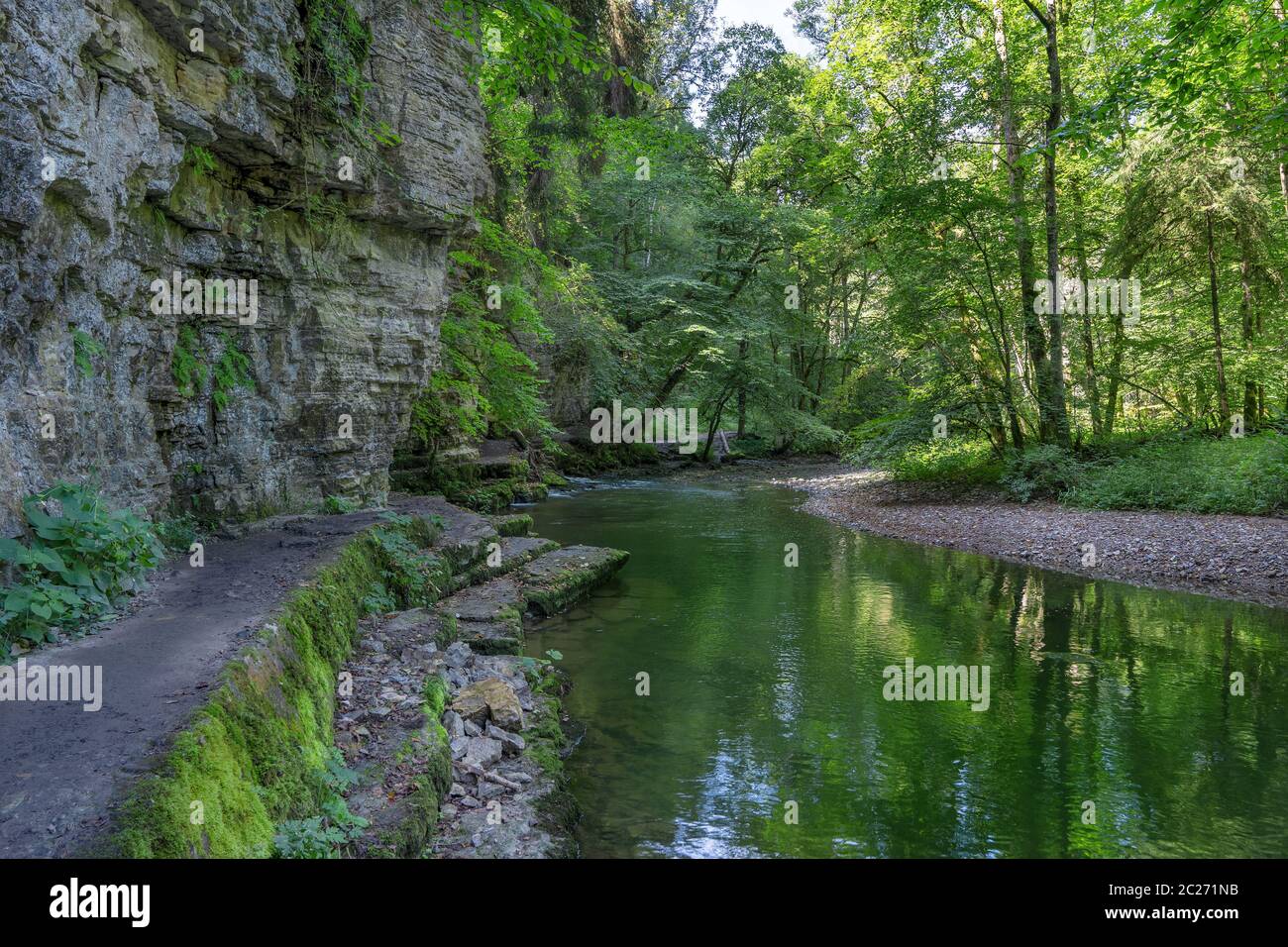 Wutachschlucht - Wutach Gorge with hiking trail in summer in the Black Forest, Baden-Wuerttemberg, Germany Stock Photo