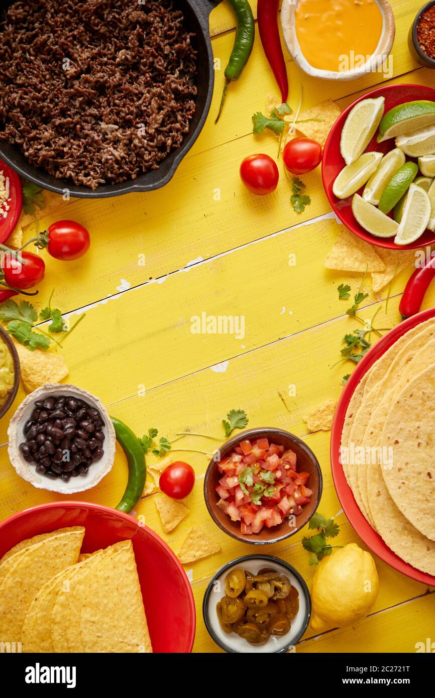 Delicious Chilli con Carne ingredients waiting to be prepared Stock