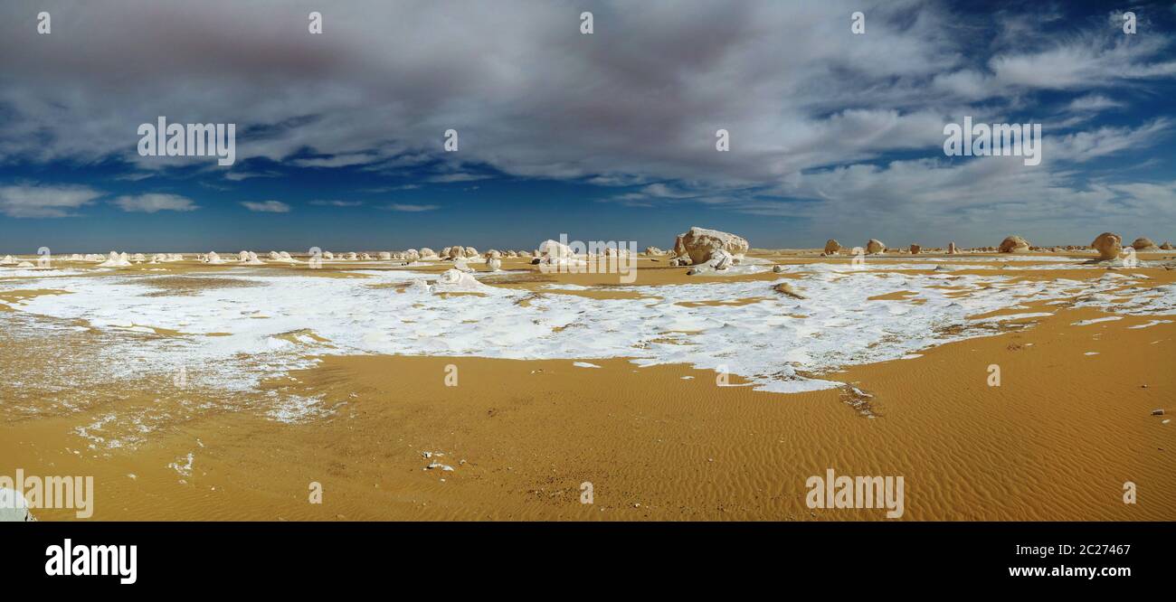 Abstract nature sculptures in White desert at Sahara, Egypt Stock Photo