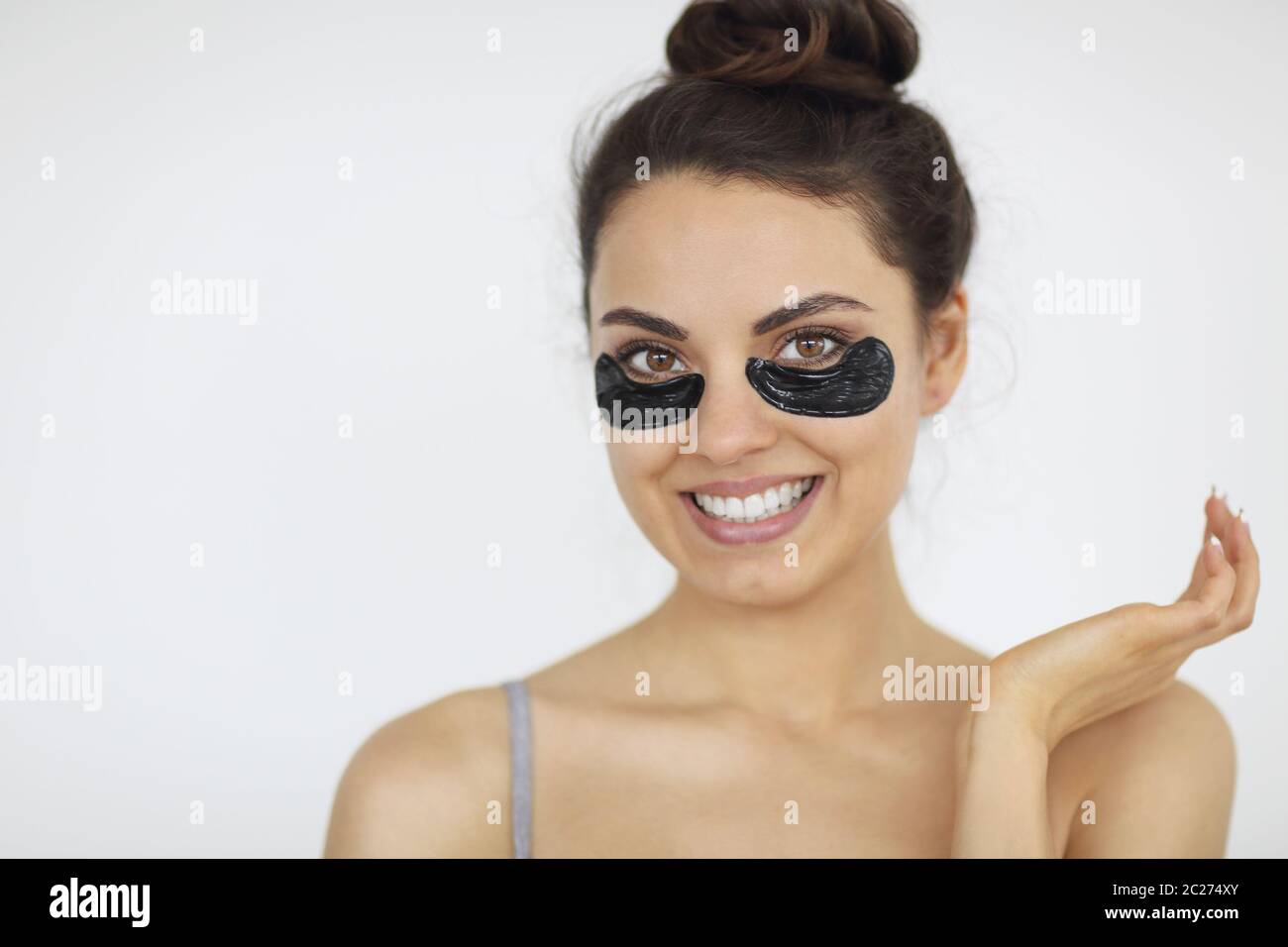 Funny girl with black patches under her eyes Stock Photo Alamy