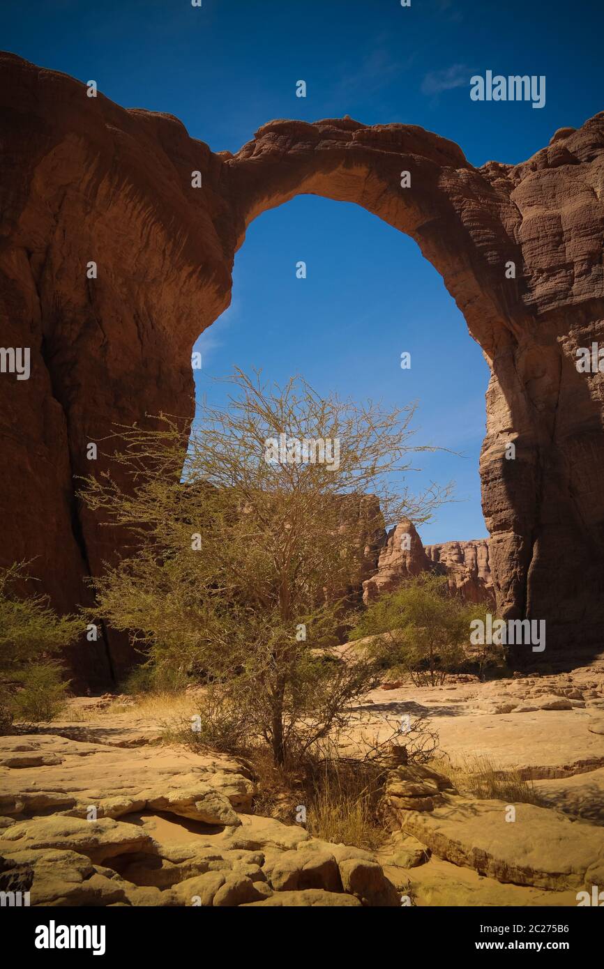 Abstract Rock formation at plateau Ennedi aka Aloba arch in Chad Stock Photo