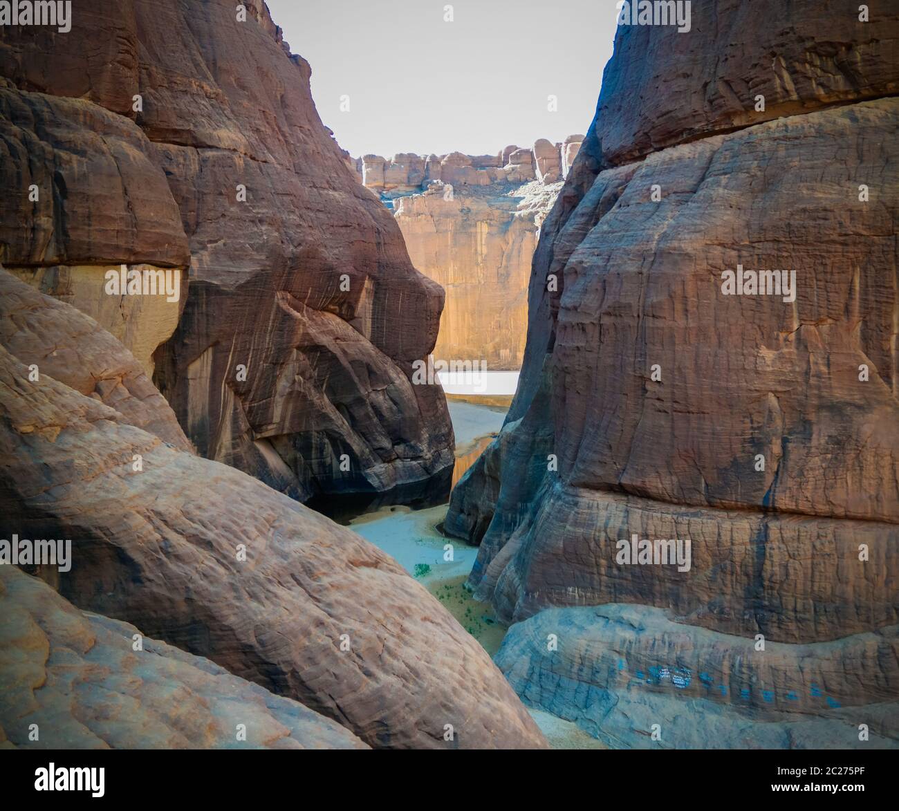 Panorama inside canyon aka Guelta d'Archei in East Ennedi, Chad Stock Photo