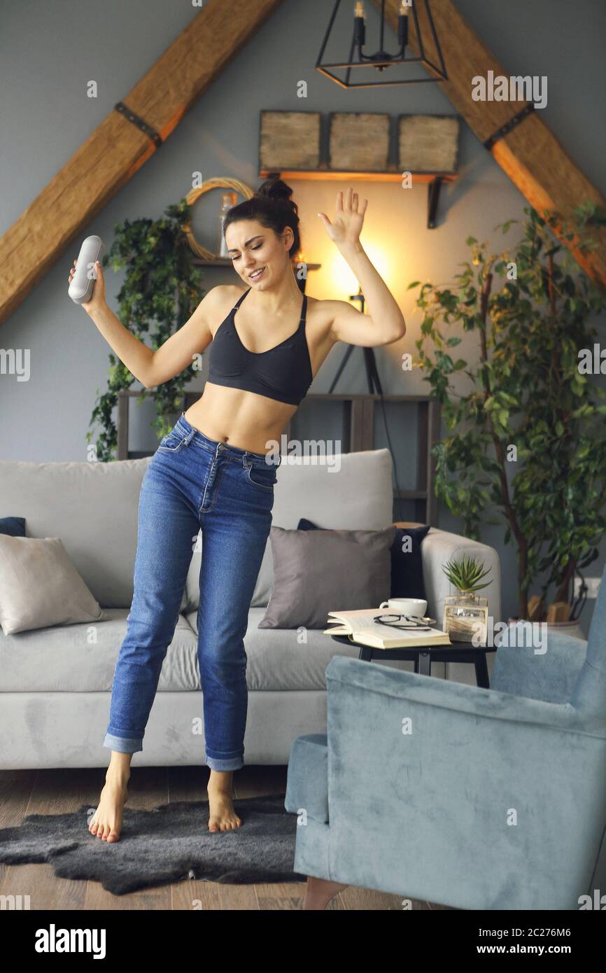 One beautiful woman bra jeans hi-res stock photography and images - Alamy