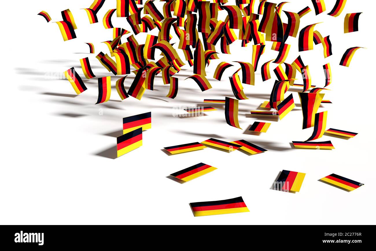 Many flags from Germany are falling to the ground Stock Photo