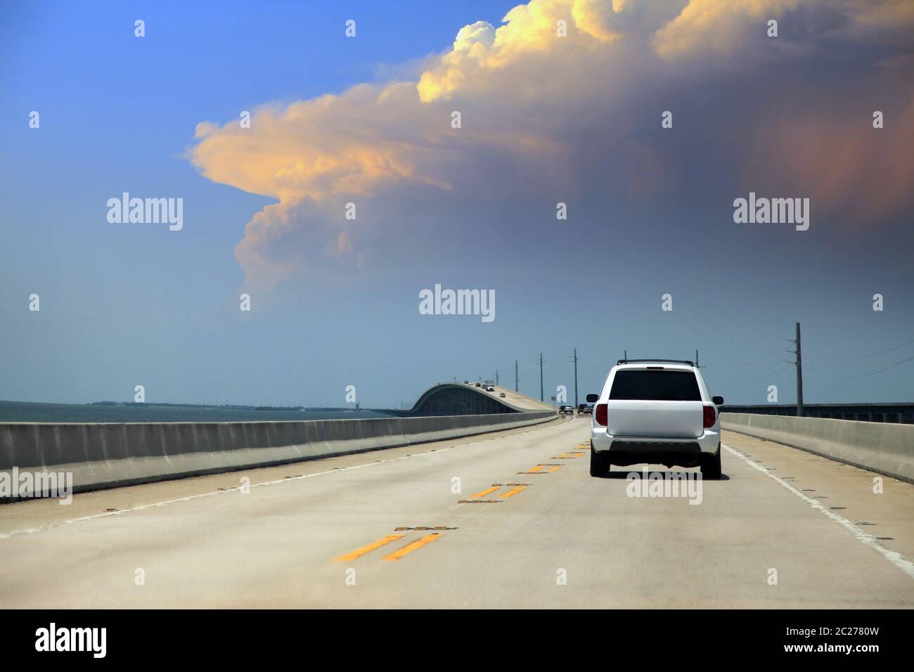 Beautiful endless road from Miami Stock Photo