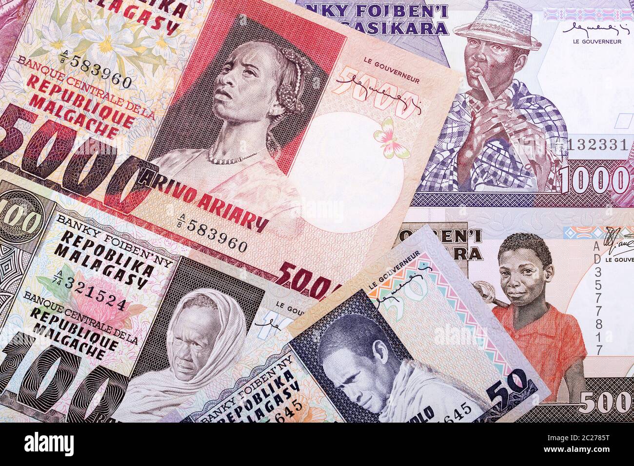 Old money from Madagascar a background Stock Photo