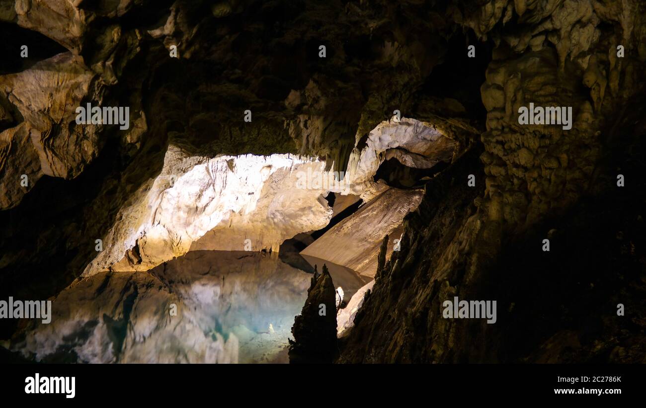 Interior view to Vrelo cave, Matka Canyon, North Macedonia Stock Photo