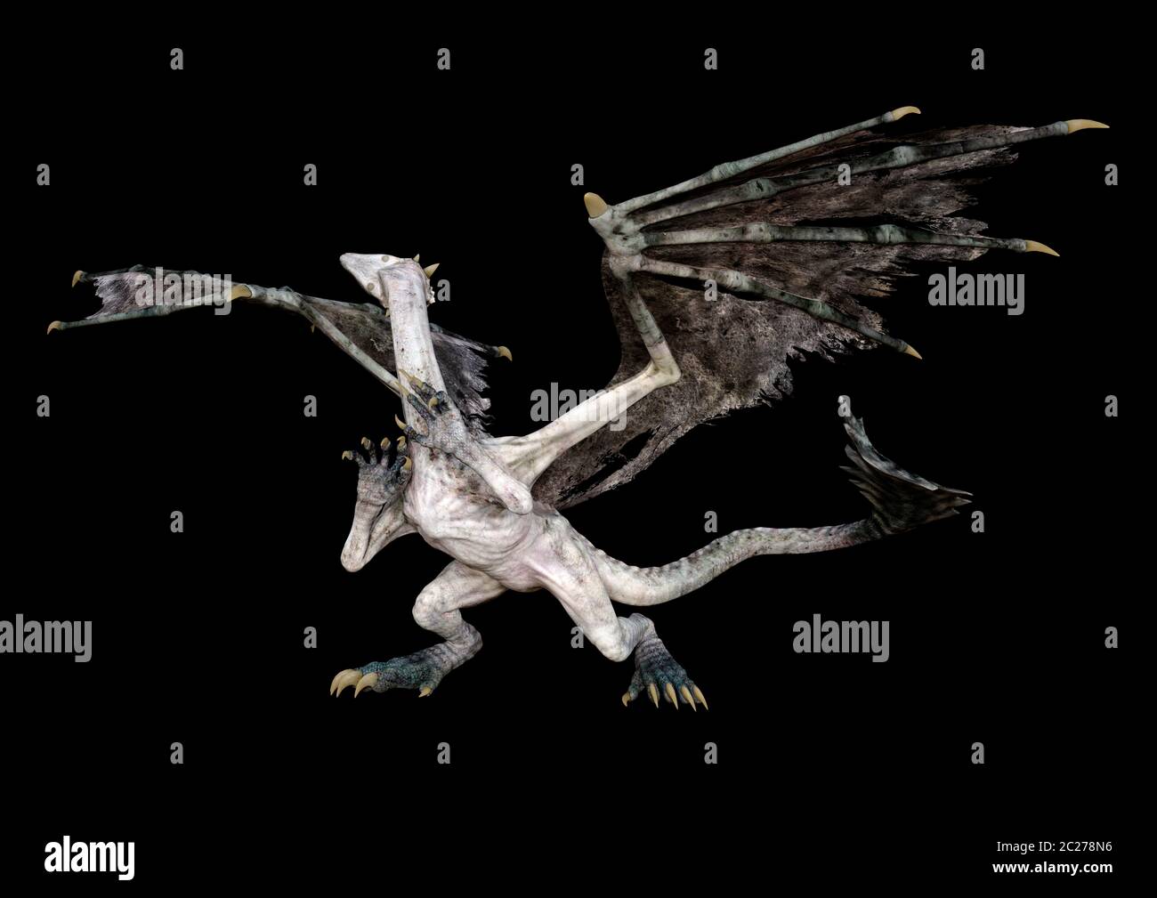 3D rendering of a fantasy dragon isolated on black background Stock ...