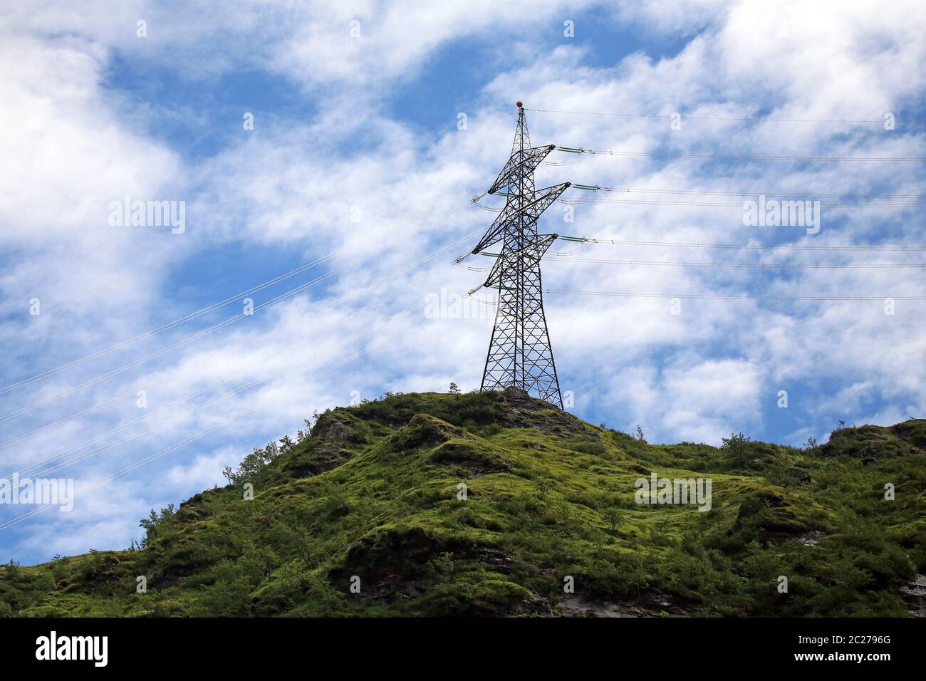 Electricity mast in the Hohe Tauern Stock Photo