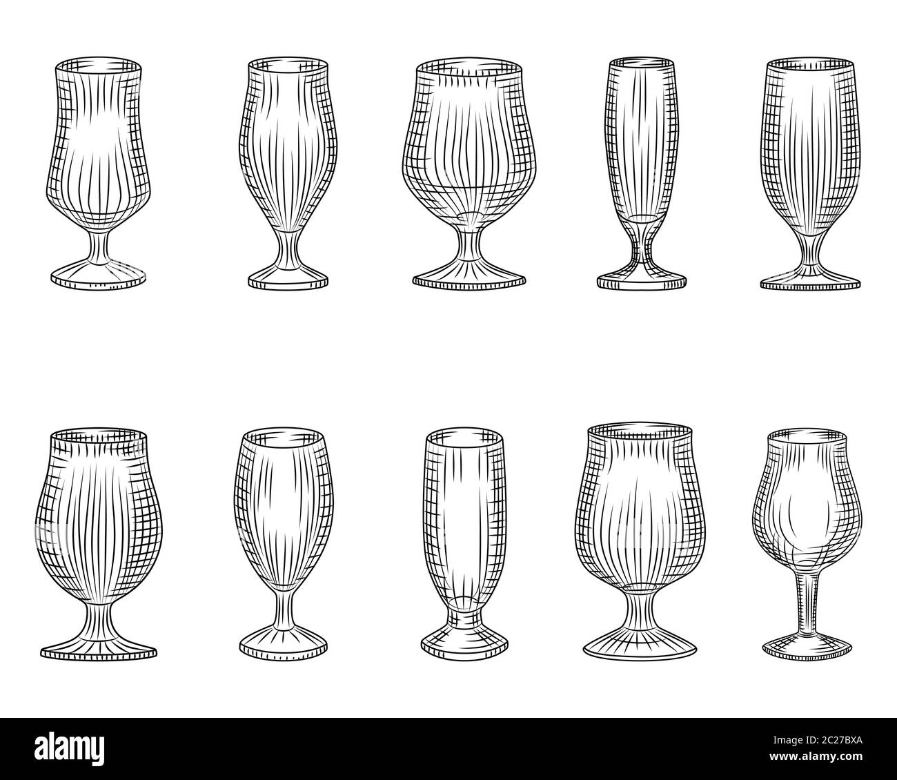 Set of different beer glass. Beer cup silhouette. Glass or alcohol