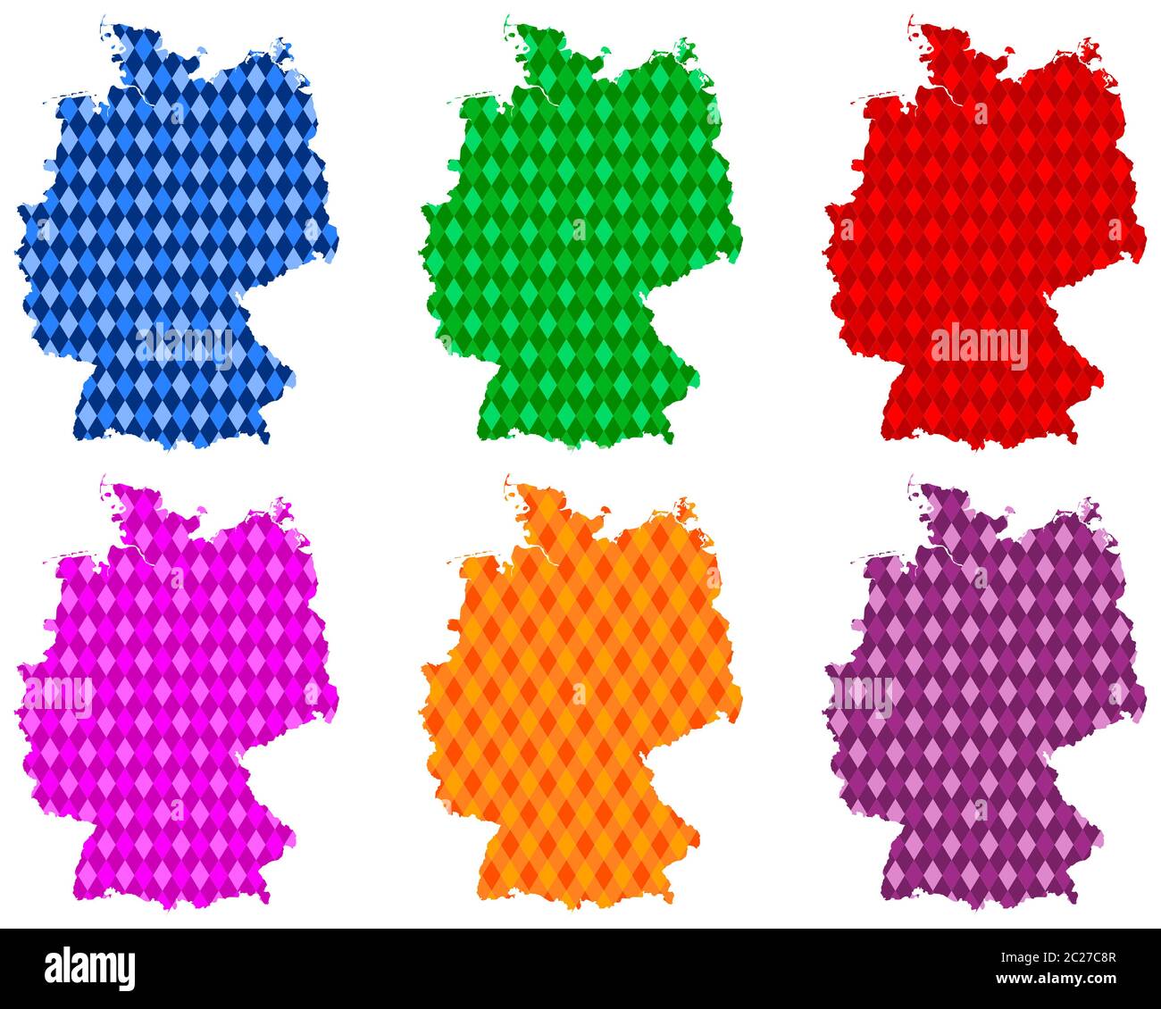 Karten von Deutschland mit farbigen Rauten Stock Photo