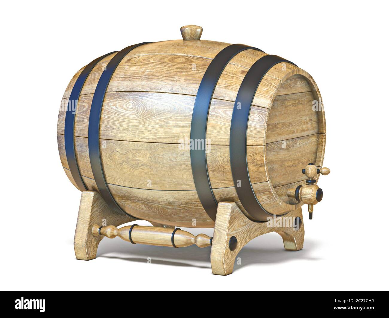 Wooden barrel on wooden stand 3D Stock Photo Alamy