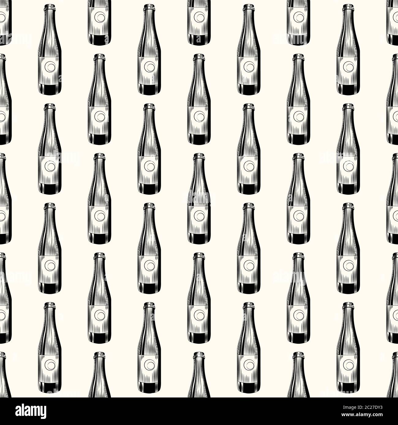 Hand drawn cider bottle seamless pattern. Craft beer bottle wallpaper.  Vintage engraved style. Vector illustration Stock Vector Image & Art - Alamy