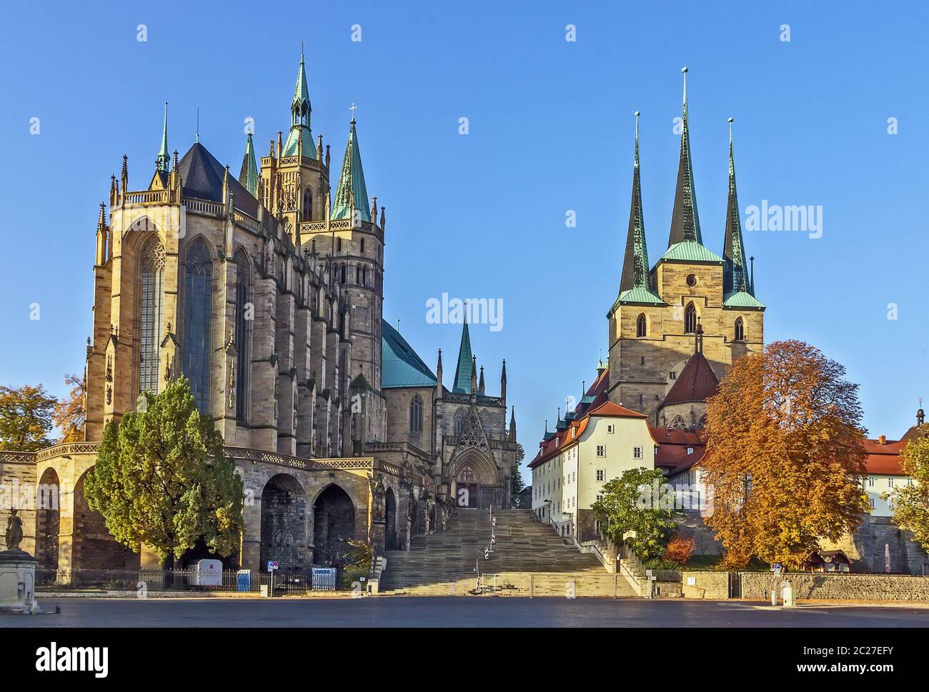 Erfurt Cathedral and Severikirche,Germany Stock Photo