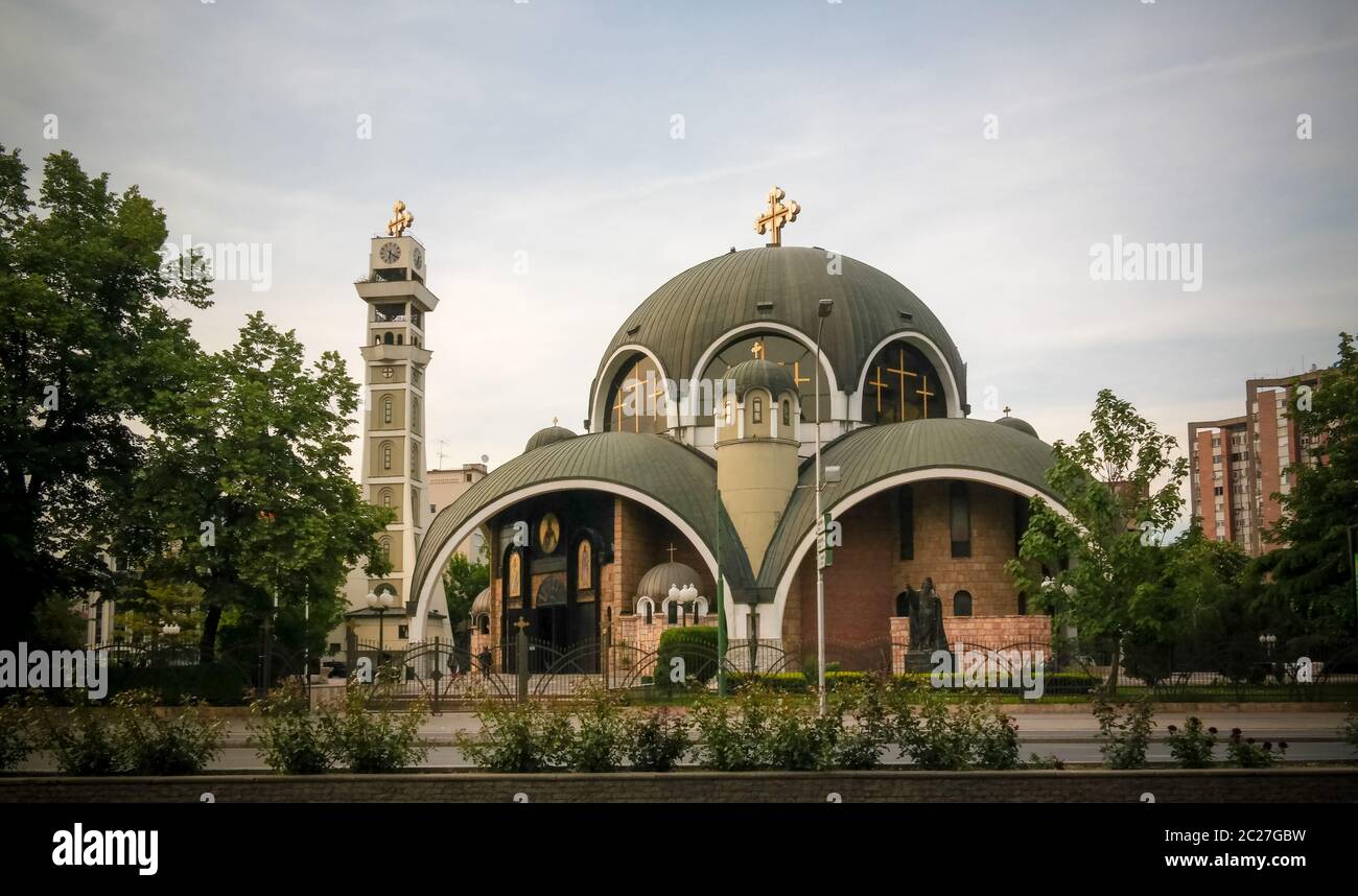 Exterior view to St. Kliment Ogridsky cathedral, Skopje, North Macedonia Stock Photo