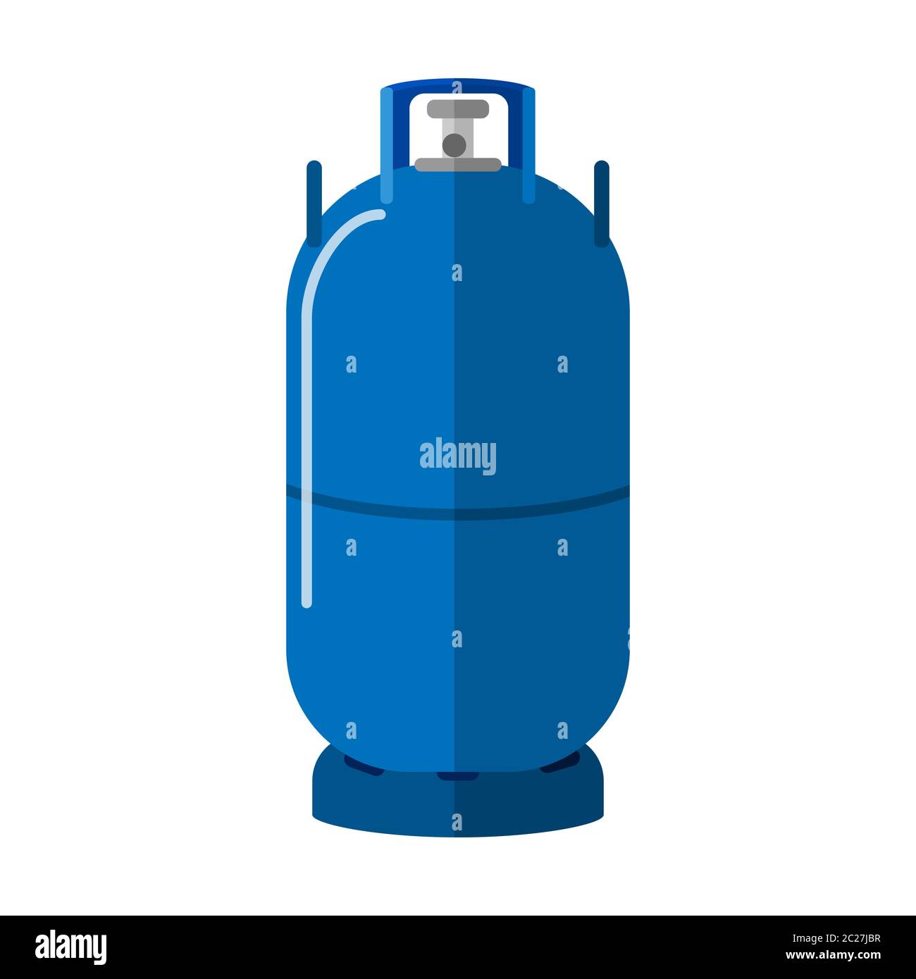 Long gas cylinder isolated on white background. High canister fuel