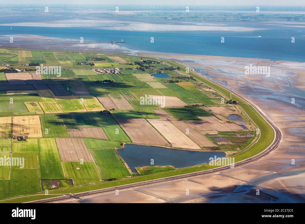 Pellworm Island, Aerial Photo of the Schleswig-Holstein Wadden Sea National Park in Germany Stock Photo