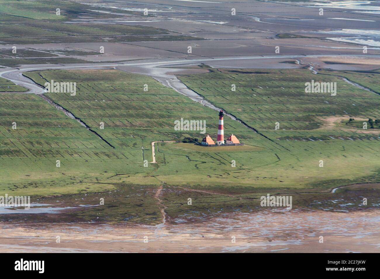 Westerhever, Aerial Photo of the Schleswig-Holstein Wadden Sea National Park in Germany Stock Photo