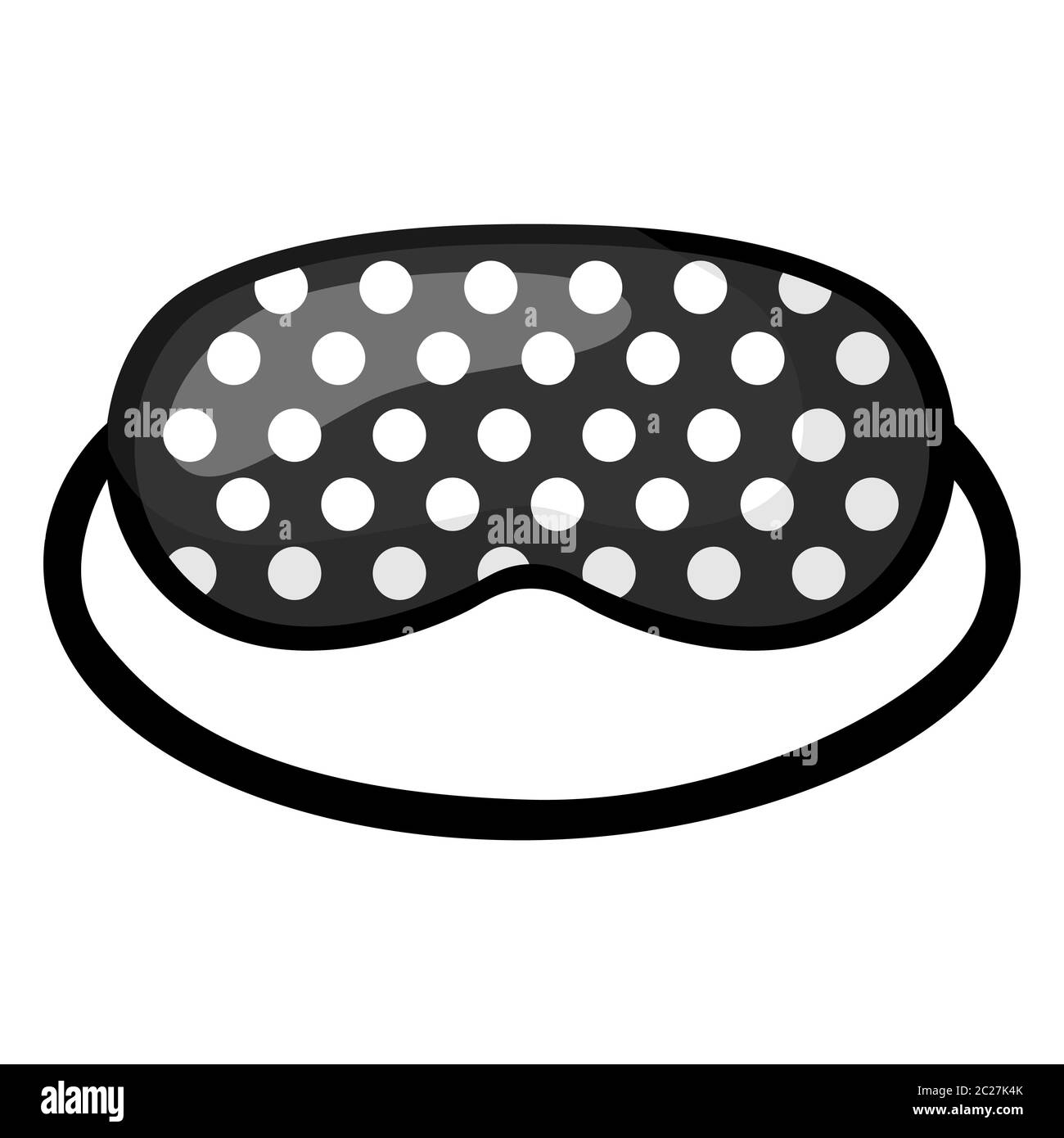 Sleep mask black with white polka dot on white background. Face mask