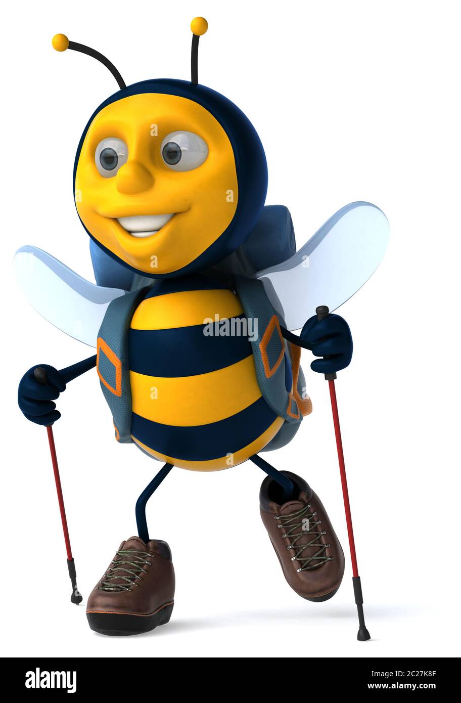 Fun backpacker bee - 3D Illustration Stock Photo - Alamy