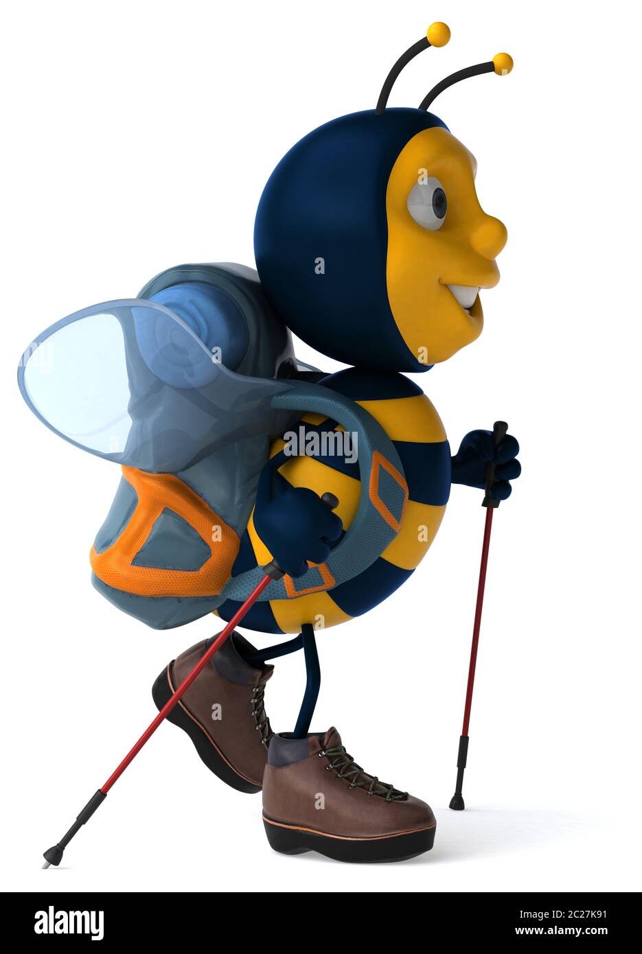 Fun backpacker bee - 3D Illustration Stock Photo - Alamy