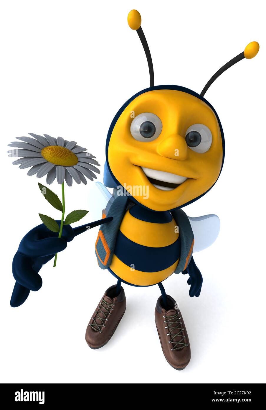 Fun backpacker bee - 3D Illustration Stock Photo - Alamy