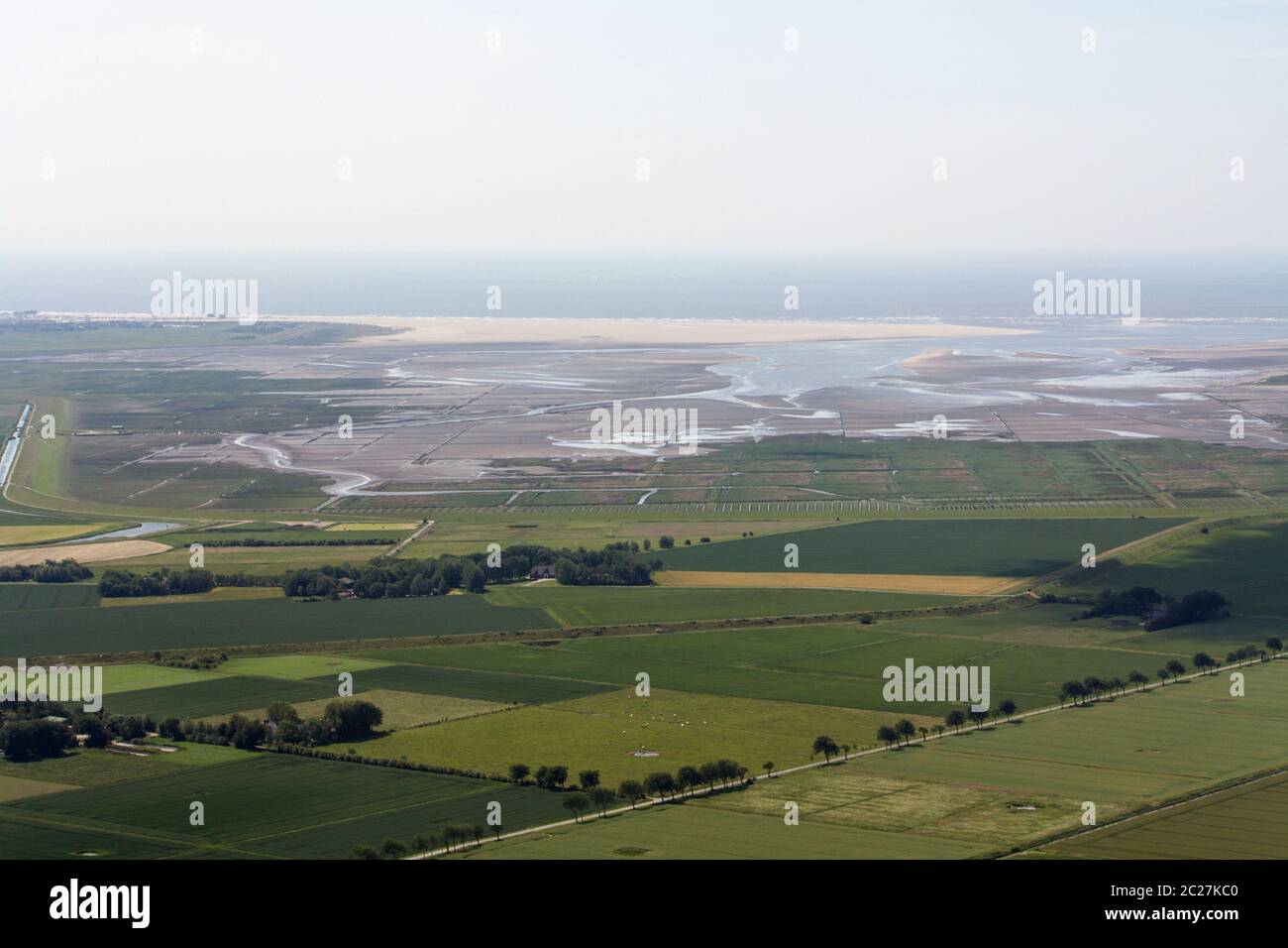 Eiderstedt, Aerial Photo of the Schleswig-Holstein Wadden Sea National Park in Germany Stock Photo