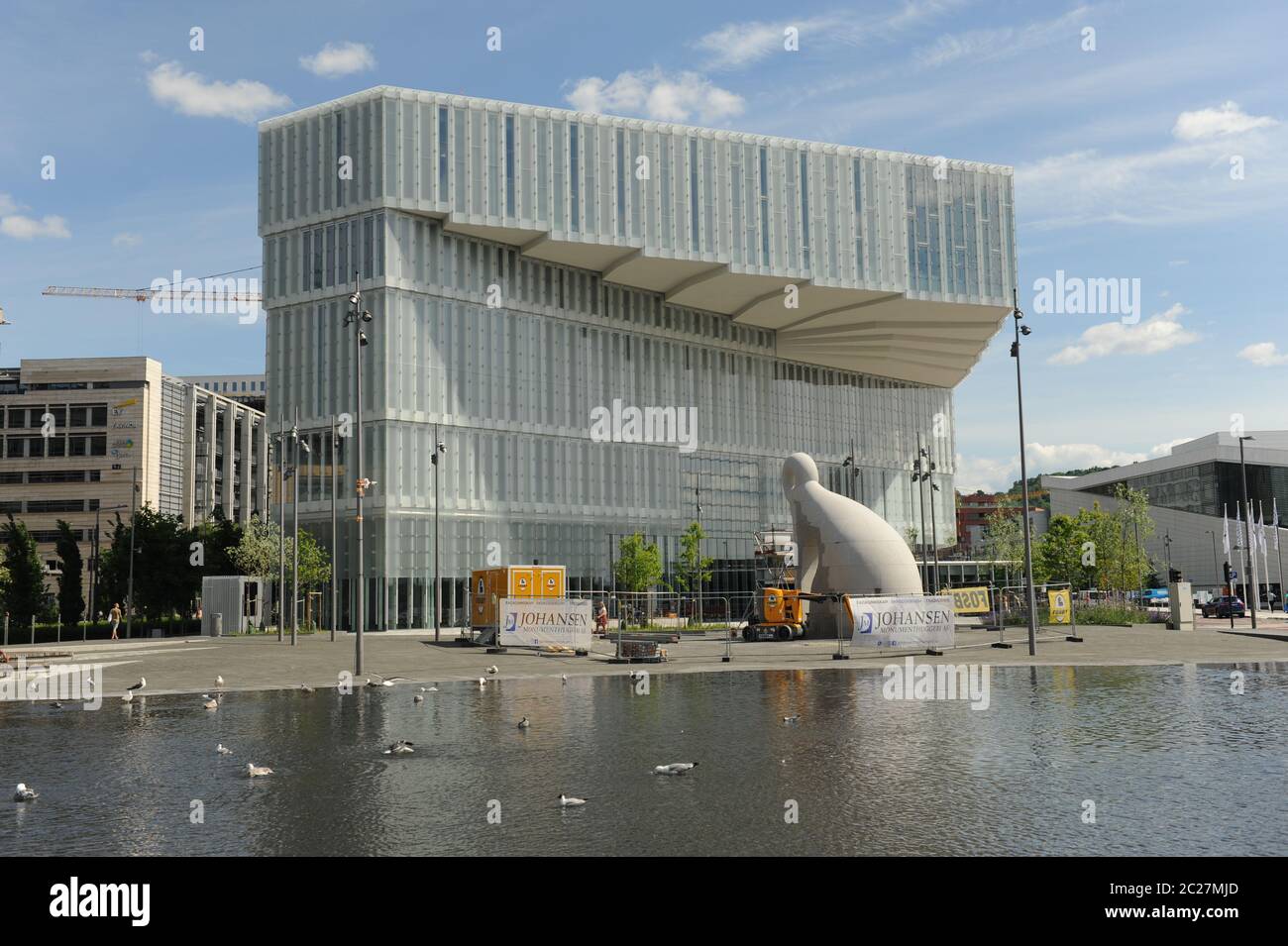 Oslo, Norway. 12th June, 2020. The Deichman main library in Bjørvika. The glass building designed by the architects Lundhagem and Oslo really not fit the cliché of a library with