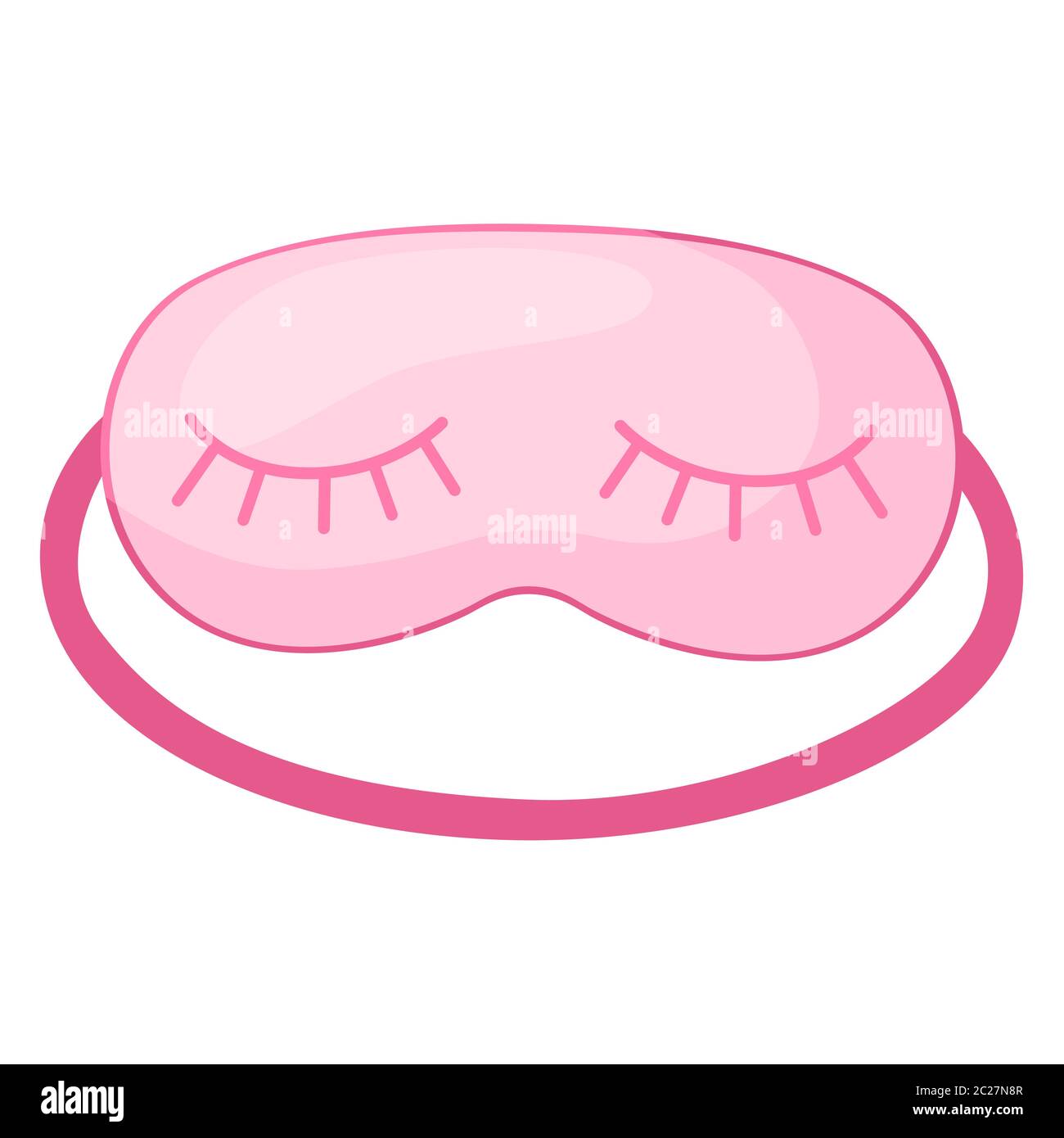 Sleep mask pink with eyelashes on white background. Face mask for