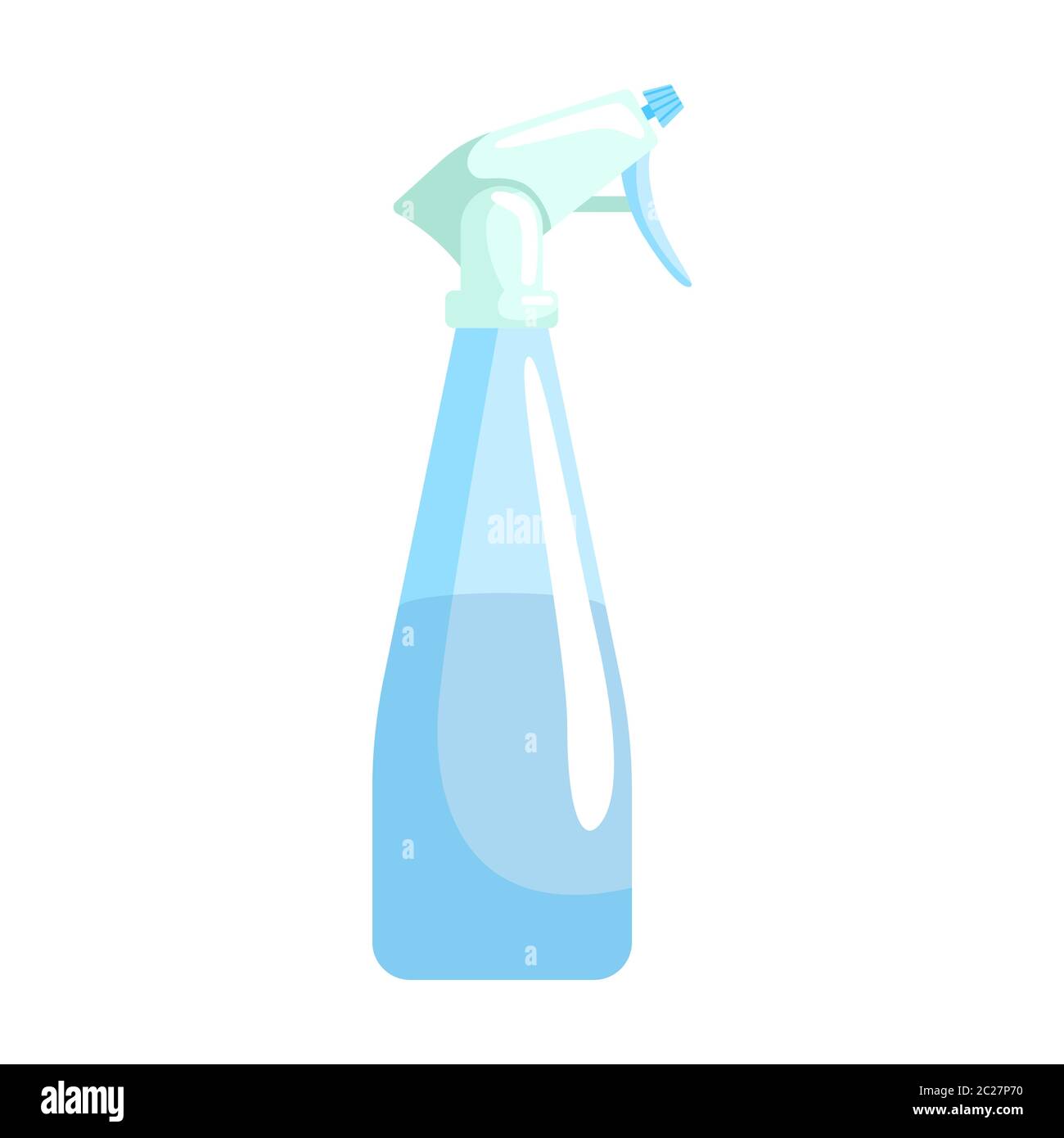 Sprayer blue design for atomizer room plants on background white. Spray bottle in style flat vector icon illustration. Stock Vector