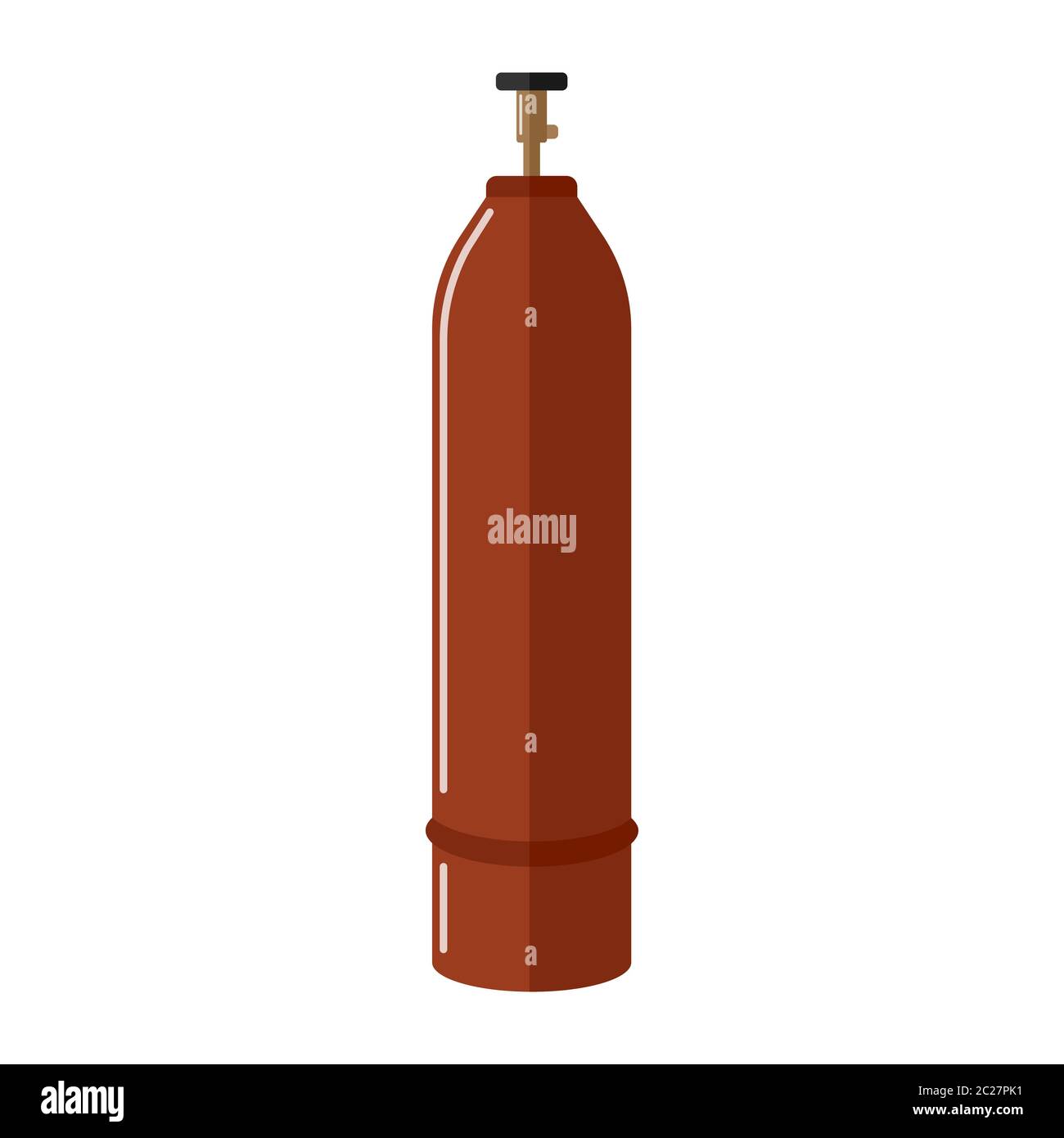 Long gas cylinder isolated on white background. Contemporary canister