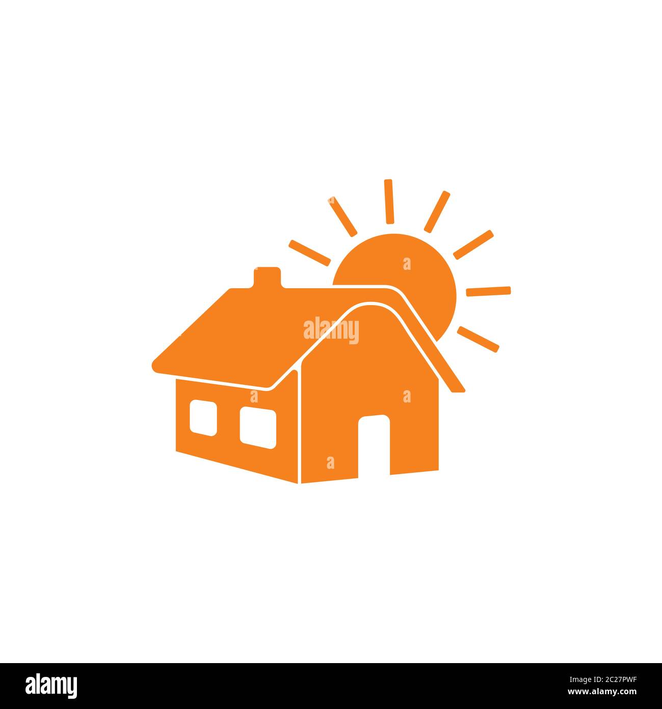 simple geometric sunrise home flat 3d design logo vector Stock Vector