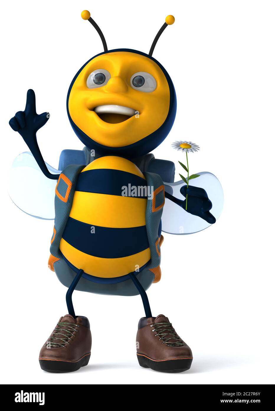 Fun backpacker bee - 3D Illustration Stock Photo - Alamy