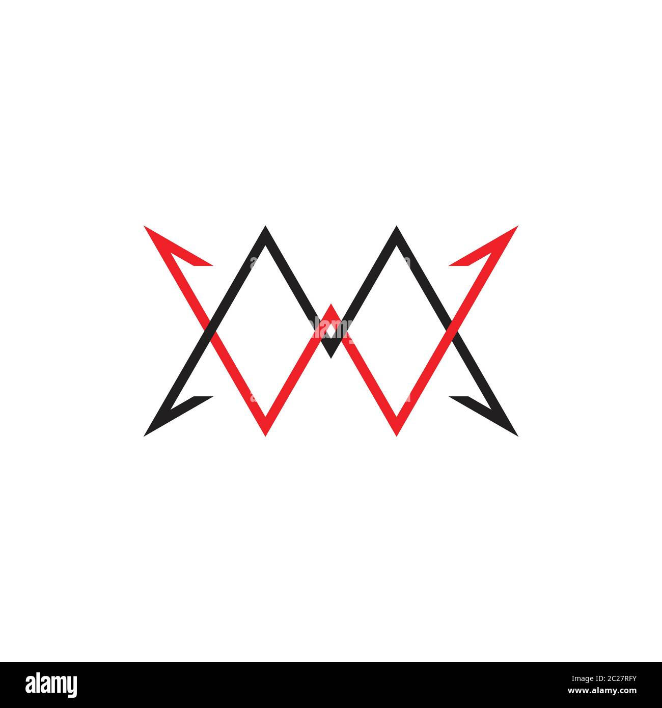 letters mw simple thin line logo vector Stock Vector