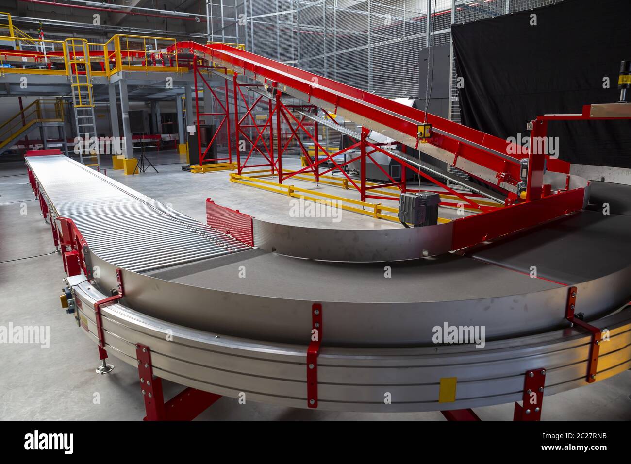 Conveyor sorting belt at distribution warehouse Stock Photo