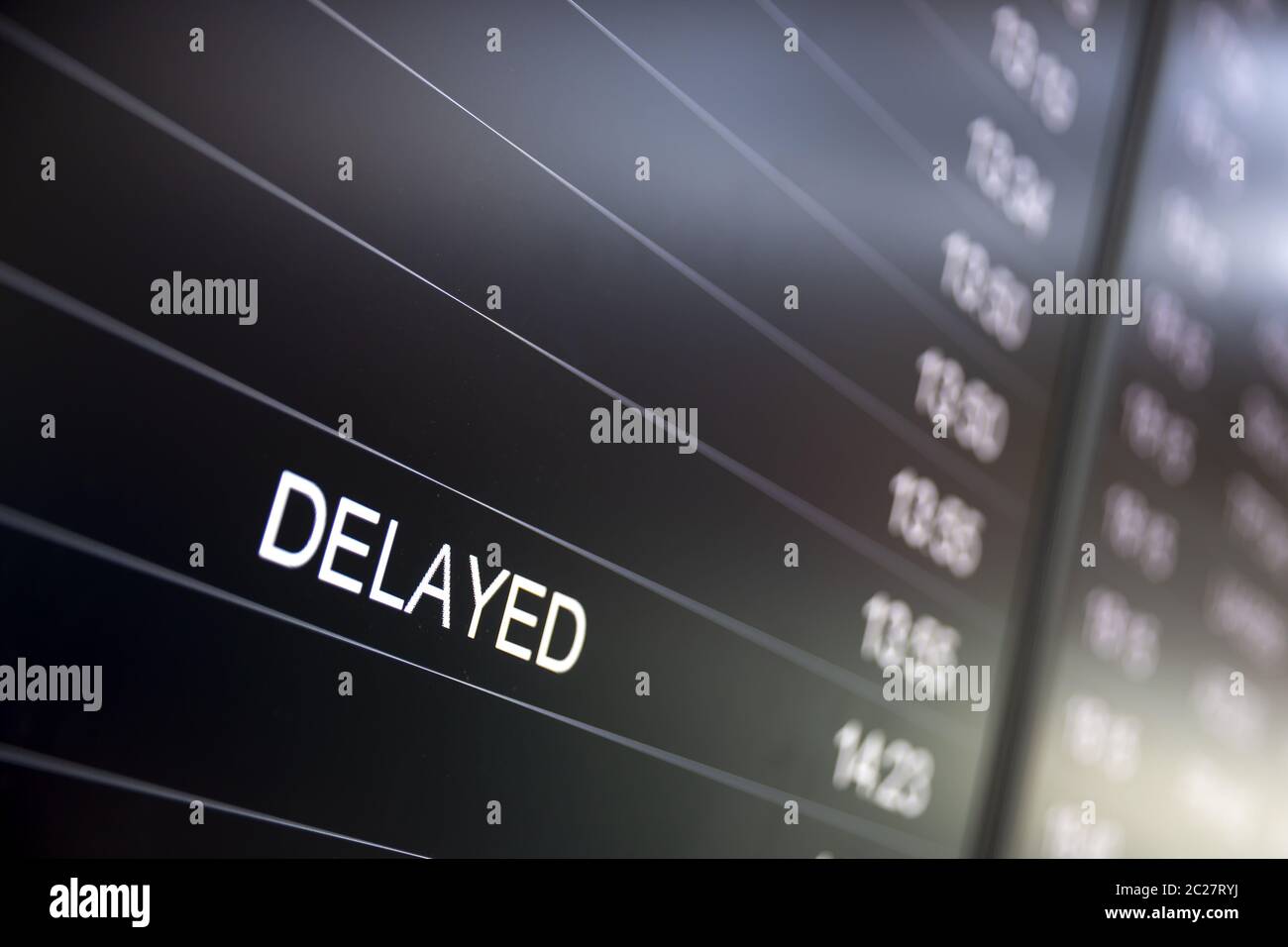 Boarding time monitor screens delayed Stock Photo