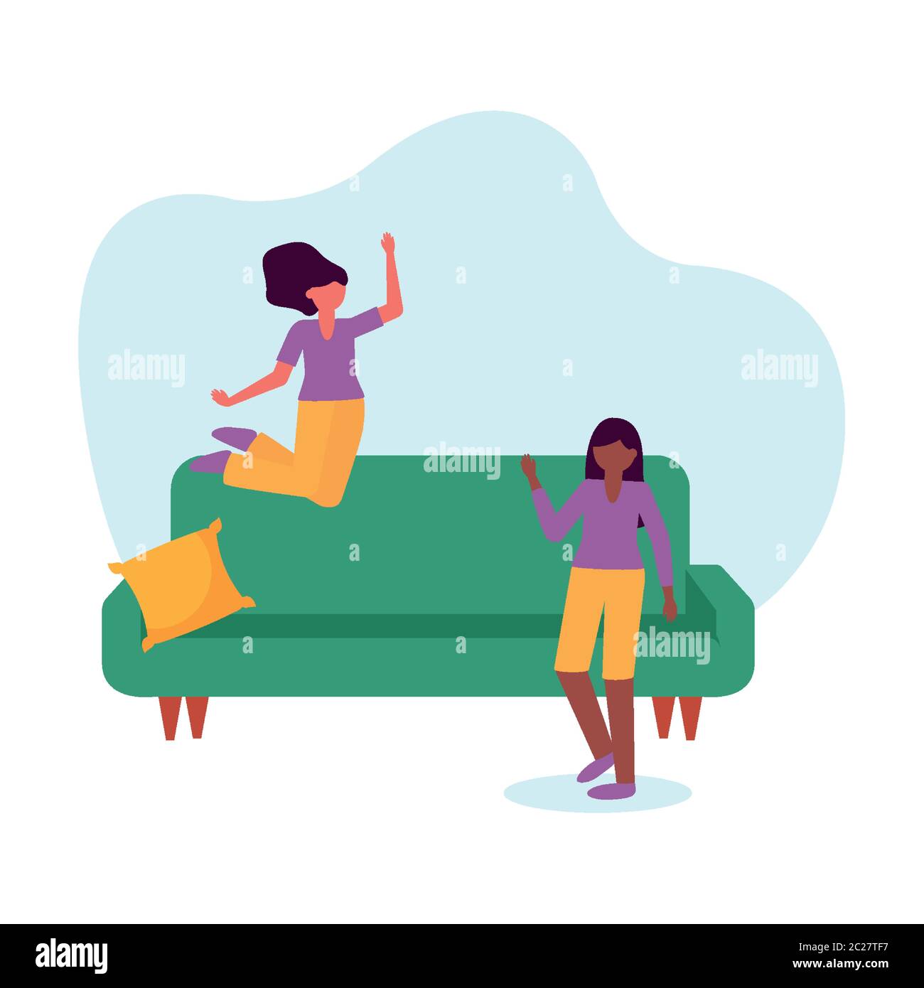 Women and couch design of Stay at home theme Vector illustration Stock ...