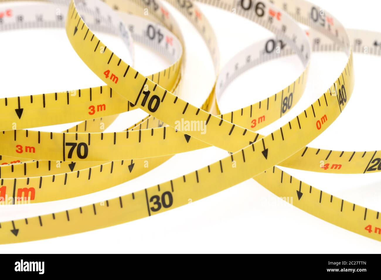 Industrial measuring tape surveying isolated on a white backgroundã