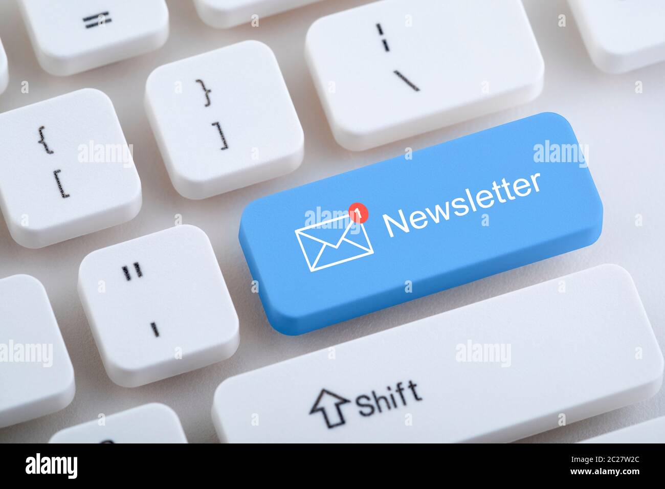 Computer keyboard with newsletter button Stock Photo