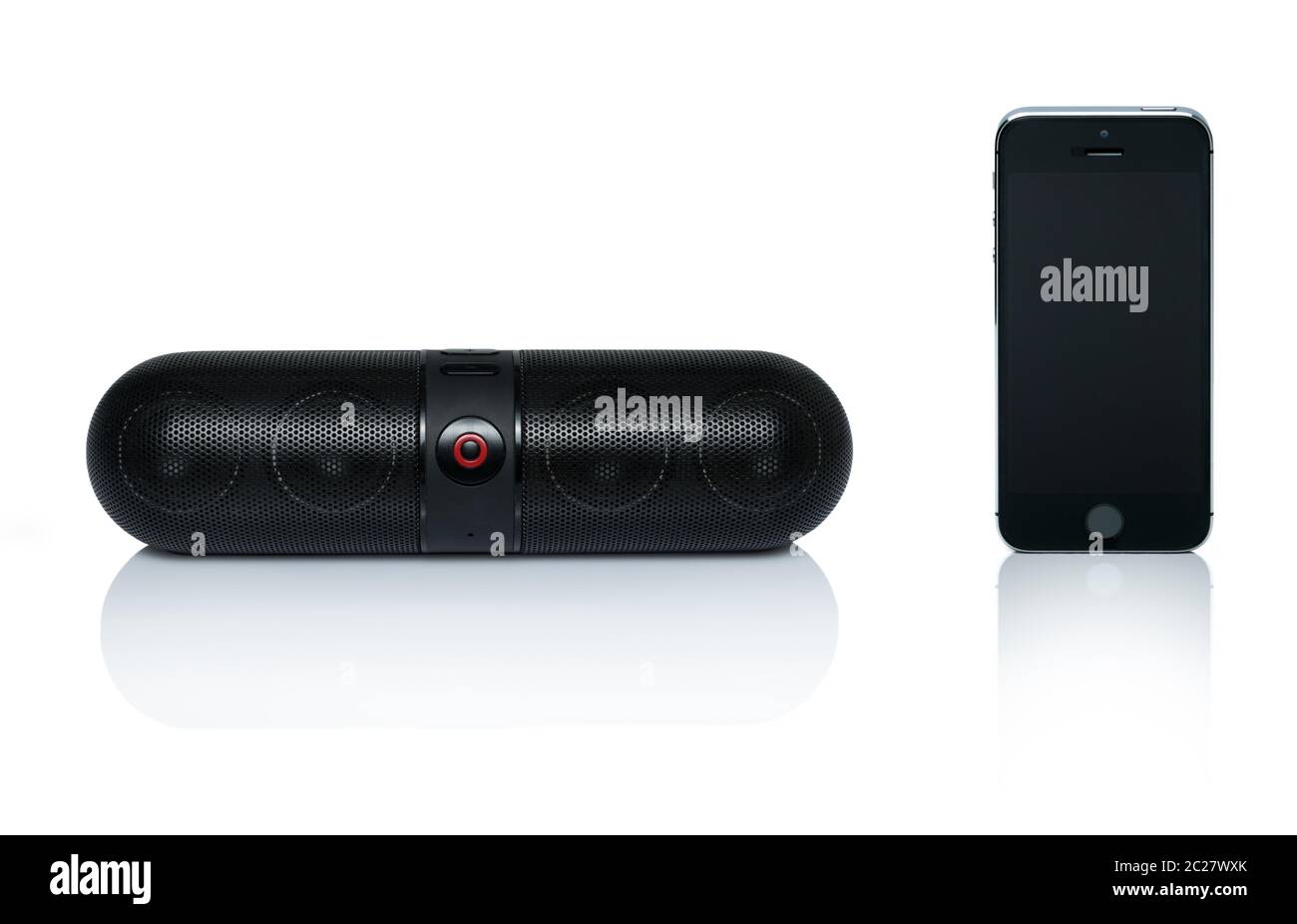 Bluetooth speaker and Mobile phone Stock Photo Alamy