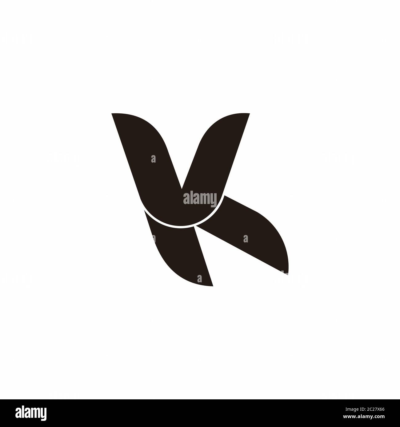 letter vk simple linked curves geometric logo vector Stock Vector