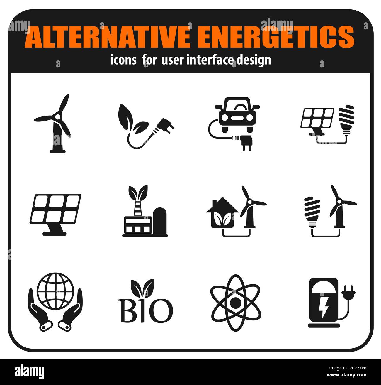 Alternative energetics icons set for user interface design Stock Photo