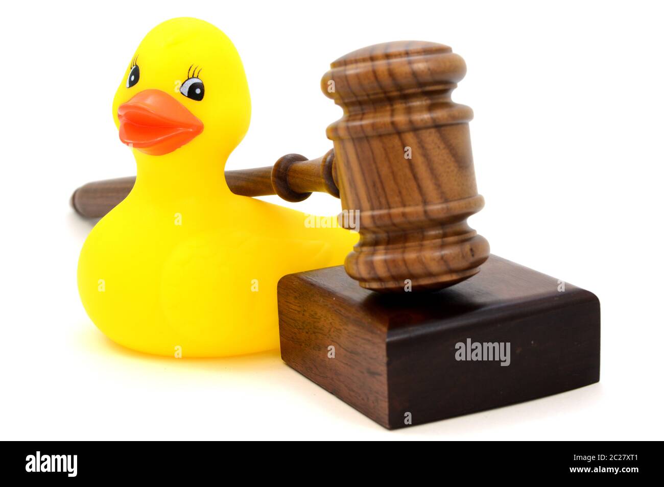 A rubber duck and gavel to give conceptual meaning to ideas like child custody and childrens aid