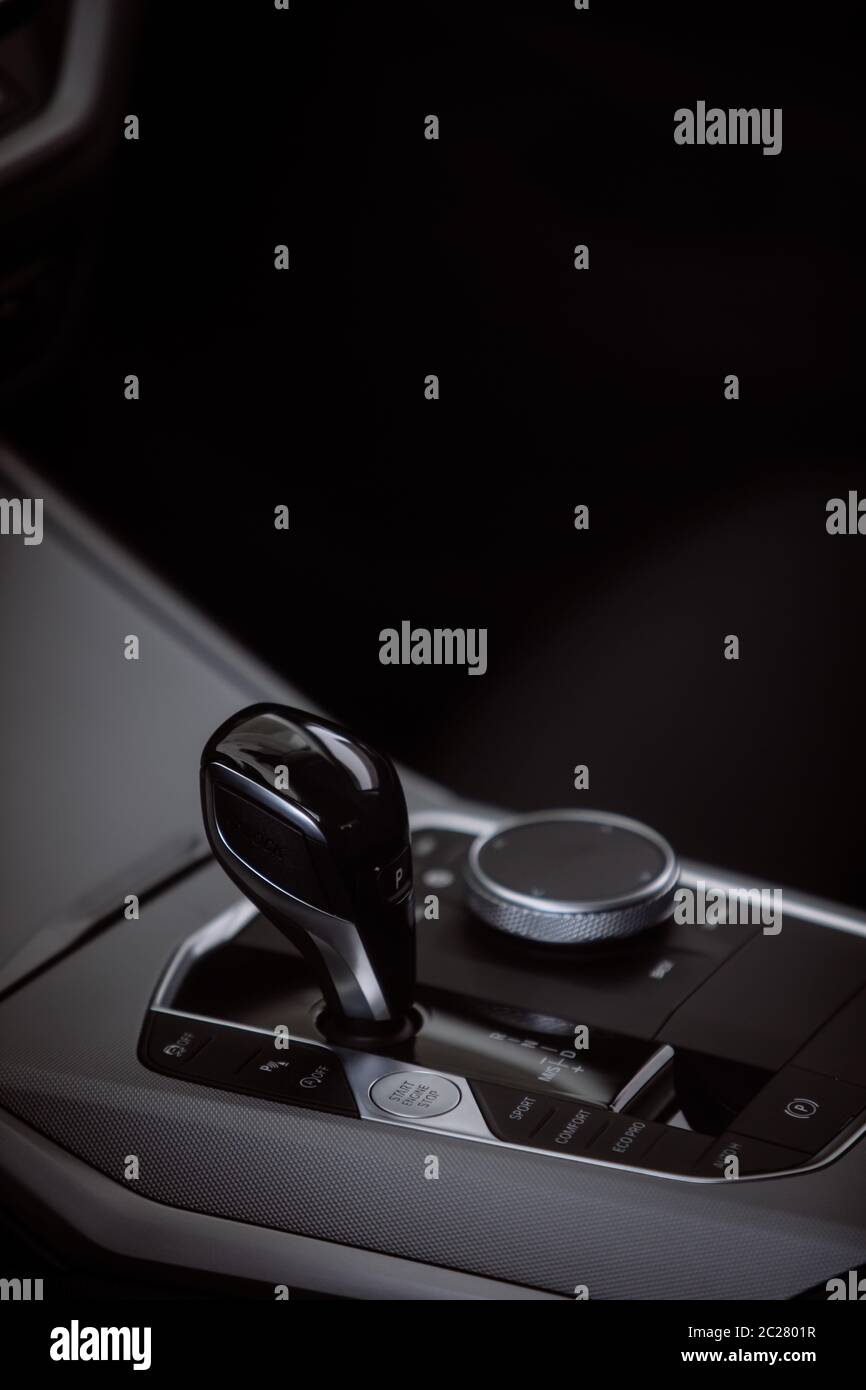 Color image of an automatic transmission gear stick of a car Stock