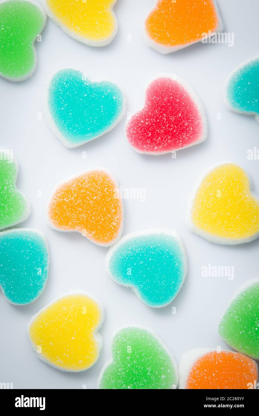 sugary heart shaped candy Stock Photo