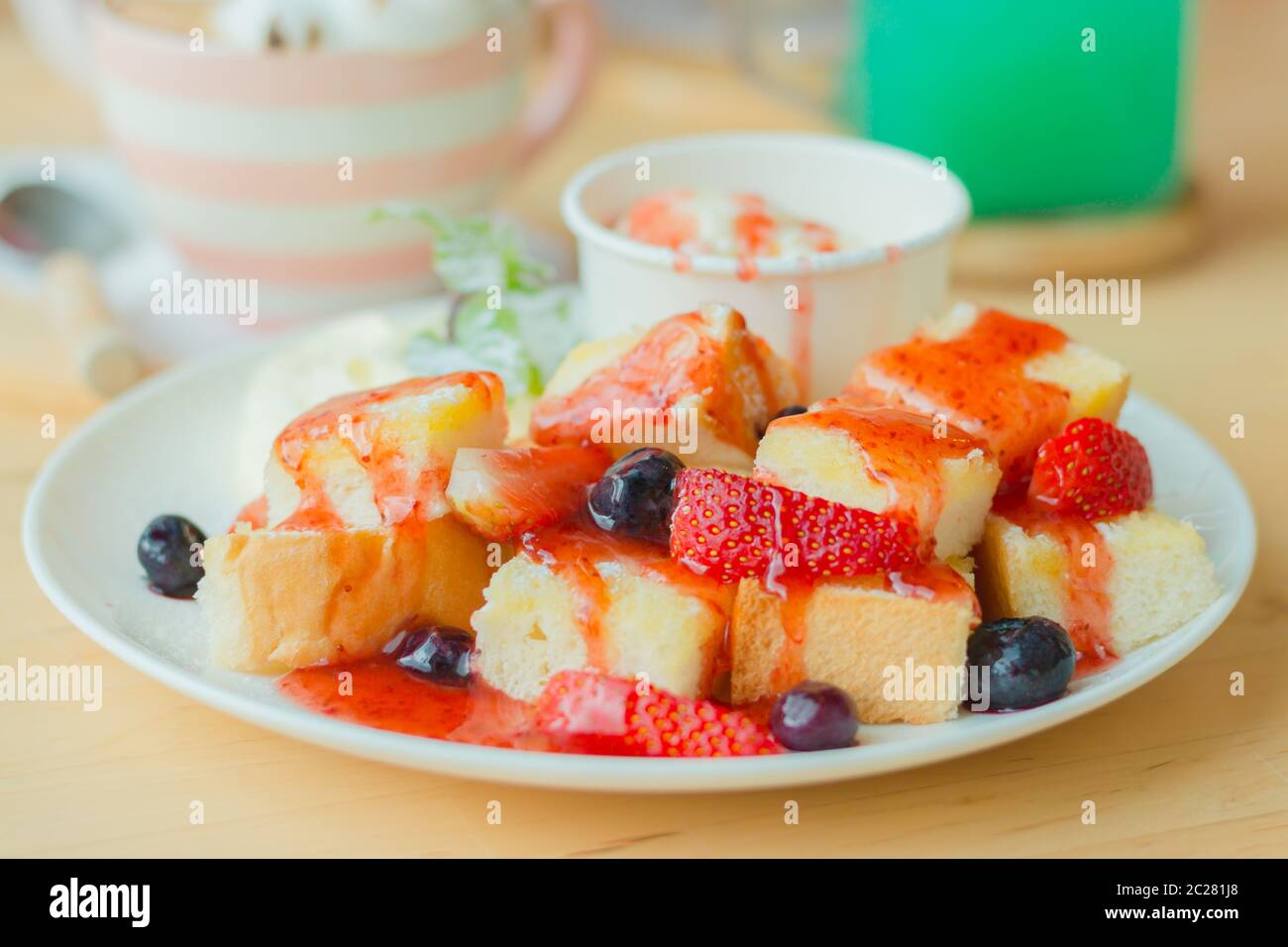 Strawberry Honey toast Stock Photo