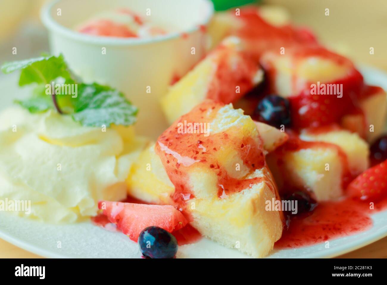 Strawberry Honey toast Stock Photo