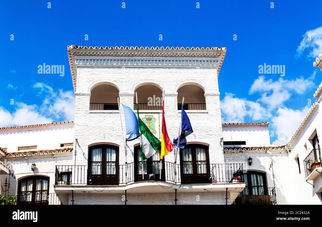 Town City Hall in Nerja, an attractive tourist resort on Costa del Sol (close to the Balcon de Europa), Malaga Province, Andalucia, Spain Stock Photo