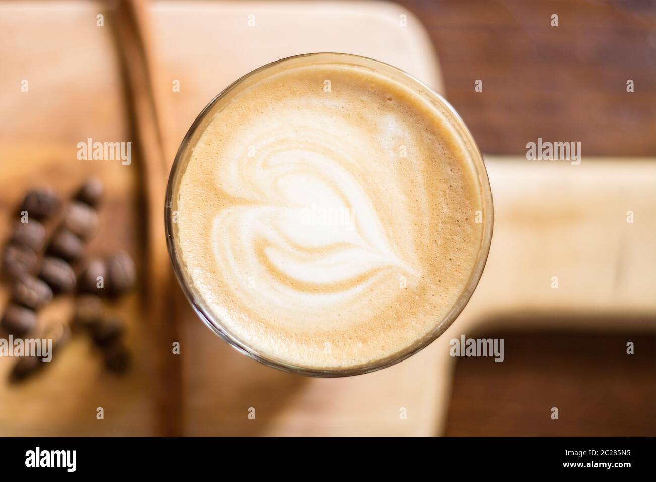 Heart Shaped Pattern Of Coffee Latte Art Valentine S Day For Background Stock Photo Alamy