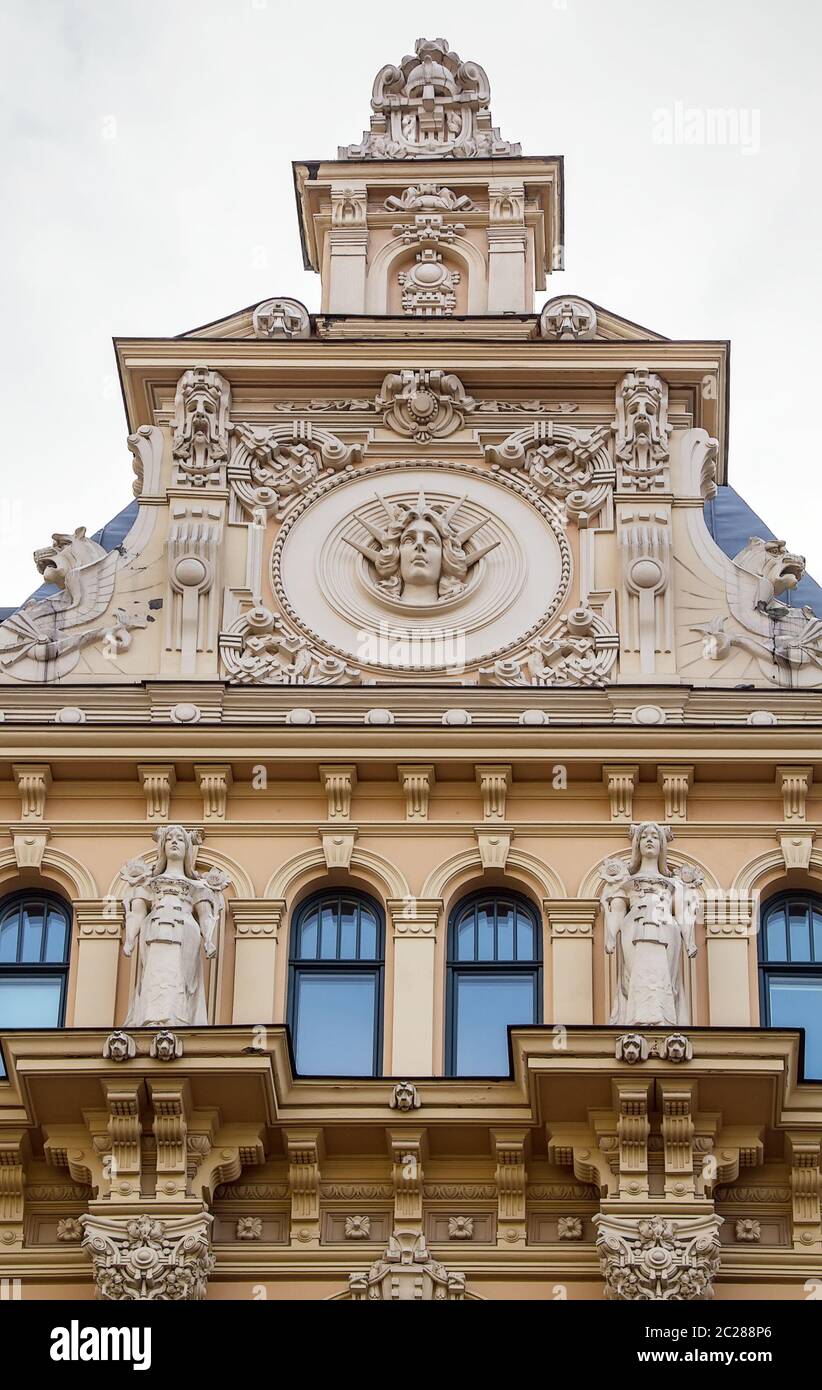 the building in Art Nouveau style, Riga Stock Photo - Alamy